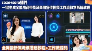 sora插件生成全能商用带货及宣传视频coze工作流拆解教程-一号资源库
