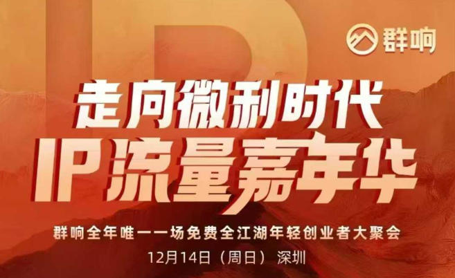 2025ip嘉年华万人12月14深圳线下课，走向微利时代，IP流量嘉年华，实操性极强的商业干货课-一号资源库