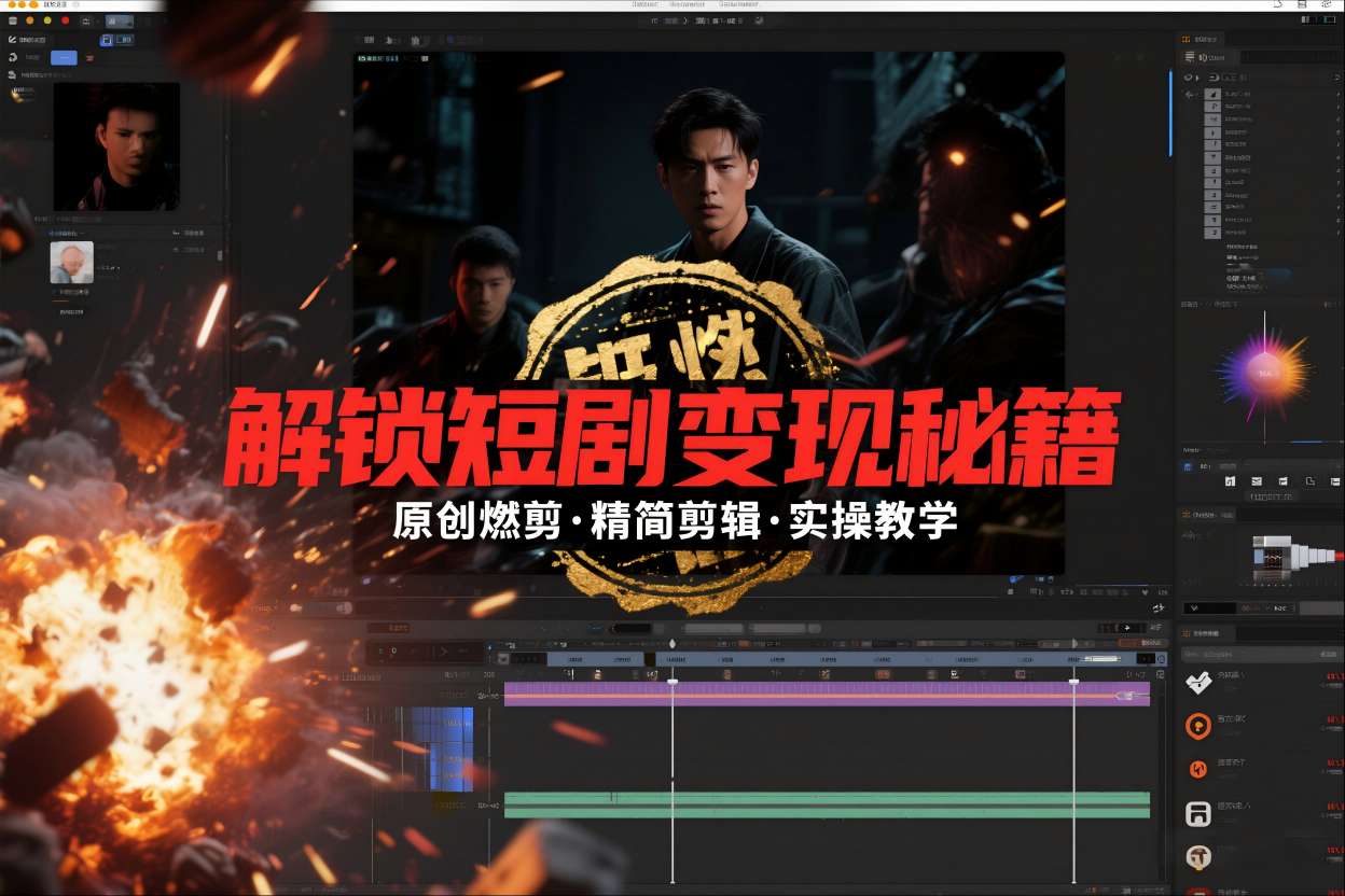 短剧拉新之原创燃剪精简剪辑实操课，解锁短剧变现秘籍-一号资源库