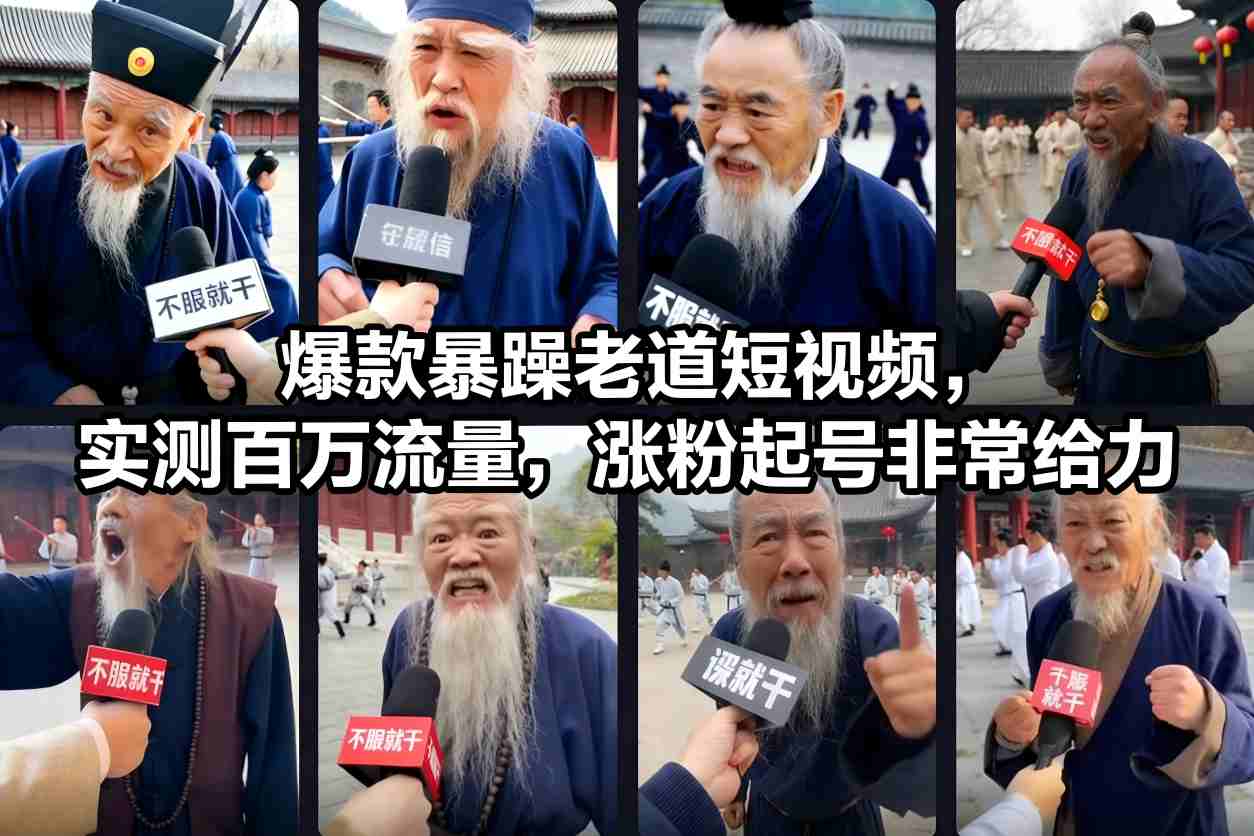 爆款暴躁老道短视频，实测百万流量，涨粉起号非常给力-一号资源库