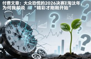 付费文章:大众恐慌的2026决赛淘汰年,为何我却说“精彩才刚刚开始”?-一号资源库