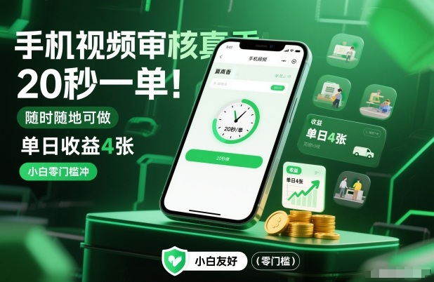 手机视频审核真香！20秒一单，随时随地可做，单日收益4张，小白零门槛冲【揭秘】-一号资源库