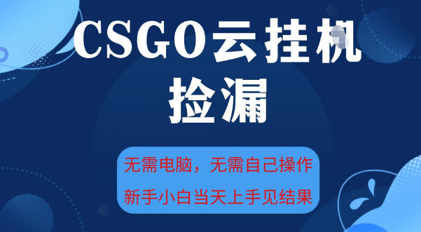 CSGO云挂G全自动捡漏，最新独家玩法，无需电脑操作，新手小白日入5张+【揭秘】-一号资源库