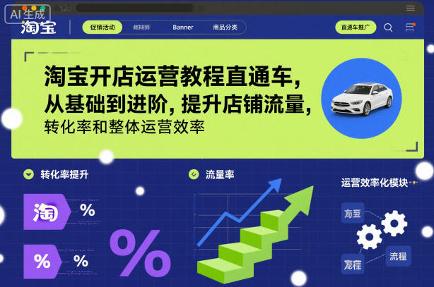 淘宝开店运营教程直通车，从基础到进阶，提升店铺流量，转化率和整体运营效率（更新11月）-一号资源库
