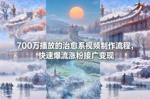 700万播放的治愈系视频制作流程，快速爆流涨粉接广变现-一号资源库