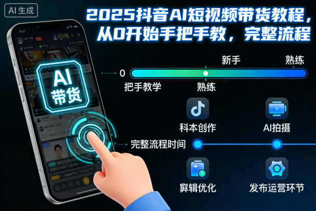 2025抖音AI短视频带货教程，从0开始手把手教，完整流程-一号资源库