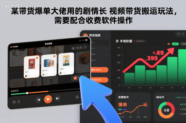 某带货爆单大佬用的剧情长视频带货搬运玩法，需要配合收费软件操作-一号资源库