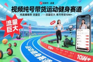 视频号带货运动健身赛道，纯直播推荐，流量巨大，单月带货10W+-一号资源库