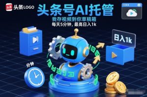 头条号AI托管,我存视频到你草稿箱,每天5分钟,最高日入1k【揭秘】-一号资源库