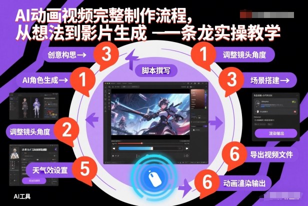 AI动画视频完整制作流程，从想法到影片生成一条龙实操教学-一号资源库