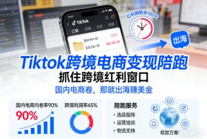 Tiktok跨境电商变现陪跑，抓住跨境红利窗口，国内电商卷，那就出海賺美金-一号资源库