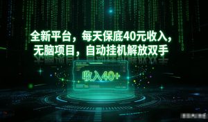 最新看广平台，每天保底30-4米，无脑项目，自动挂G解放双手【揭秘】-一号资源库